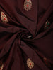 Dark Coffee Brown Butta Woven Design Pure Banarasi Silk Saree with Contrast Zari Border