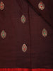 Dark Coffee Brown Butta Woven Design Pure Banarasi Silk Saree with Contrast Zari Border