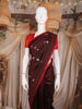 Dark Coffee Brown Butta Woven Design Pure Banarasi Silk Saree with Contrast Zari Border