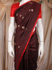 Dark Coffee Brown Butta Woven Design Pure Banarasi Silk Saree with Contrast Zari Border
