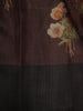 Dark Coffee Brown Floral Printed Design Pure Tussar Silk Fancy Saree with Contrast Border