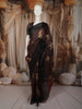 Dark Coffee Brown Floral Printed Design Pure Tussar Silk Fancy Saree with Contrast Border