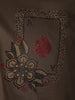 Dark Coffee Brown Floral Stone Embellished Design Pure Cotton Fancy Wear Full Sleeve Men Shirt