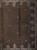 Dark Coffee Brown Floral Zari Embroidered Design Pure Tussar Saree with Scalloped Border