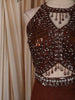 Dark Coffee Brown Heavy Sequins and Beads Embroidered Chiffon Indo Western Gown with Matching Dupatta