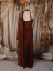 Dark Coffee Brown Heavy Sequins and Beads Embroidered Chiffon Indo Western Gown with Matching Dupatta