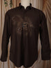 Dark Coffee Brown Horse Motif Stone Embellished Design Pure Cotton Party Wear Full Sleeve Men Sahirt