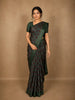 Dark Green Ajrakh Printed Chanderi Cotton Saree with Woven Border