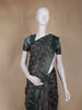 Dark Green Ajrakh Printed Chanderi Cotton Saree with Woven Border