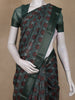 Dark Green Ajrakh Printed Chanderi Cotton Saree with Woven Border