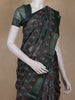 Dark Green Ajrakh Printed Chanderi Cotton Saree with Woven Border