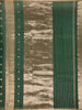 Dark Green And Gold Striped Tissue Organza Saree With Zari Buttas