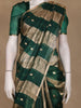 Dark Green And Gold Striped Tissue Organza Saree With Zari Buttas