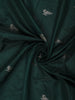 Dark Green Birds Woven Raw Silk Saree with Contrast Mint Green Zari Border