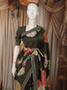 Dark Green Bold Floral Printed Design Chiffon Fancy Saree with Designer Border