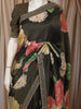 Dark Green Bold Floral Printed Design Chiffon Fancy Saree with Designer Border