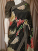 Dark Green Bold Floral Printed Design Chiffon Fancy Saree with Designer Border