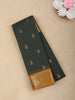 Dark Green Butta Woven Design Cotton Saree with Contrast Border