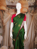 Dark Green Butta Woven Design Pure Kanchipuram Silk Saree with Contrast Border