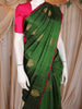 Dark Green Butta Woven Design Pure Kanchipuram Silk Saree with Contrast Border