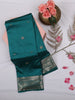Dark Green Butta Woven Soft Silk Saree with Zari Floral Border
