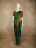 Dark Green Butta Zari Woven Design Kanchipuram Silk Saree with Contrast Border