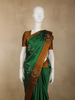 Dark Green Butta Zari Woven Design Kanchipuram Silk Saree with Contrast Border