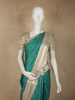 Dark Green Checked Design Pure Kanchipuram Silk Saree with Gold Zari Border