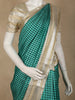Dark Green Checked Design Pure Kanchipuram Silk Saree with Gold Zari Border