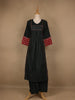 Dark Green Cotton Palazzo Suit With Mirror Work - Diadem