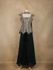 Dark Green Embroidered Design Chiffon Palazzo Suit