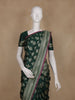 Dark Green Floral Designed Banarasi Silk Saree