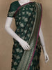Dark Green Floral Designed Banarasi Silk Saree
