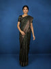 Dark Green Floral Designed Chanderi Cotton Saree