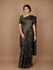 Deep Teal Green Floral Designed Chanderi Cotton Saree