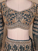 Dark Green Floral Embroidered Bridal Net Lehenga Set