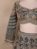 Dark Green Floral Embroidered Bridal Net Lehenga Set