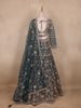 Dark Green Floral Embroidered Bridal Net Lehenga Set