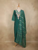 Dark Green Floral Embroidered Silk Cotton Salwar Suit with Dupatta