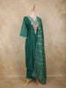 Dark Green Floral Embroidered Silk Cotton Salwar Suit with Dupatta