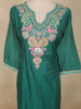 Dark Green Floral Embroidered Silk Cotton Salwar Suit with Dupatta