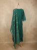 Dark Green Floral Embroidered Silk Cotton Salwar Suit with Dupatta