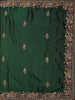 Dark Green Floral Embroidered Tissue Organza Saree With Red Floral Blouse
