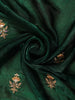Dark Green Floral Embroidered Tissue Organza Saree With Red Floral Blouse