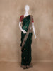 Dark Green Floral Embroidered Tissue Organza Saree With Red Floral Blouse