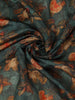 Green  Floral Print Chanderi Cotton Saree With Zari Border