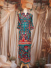 Dark Green Floral Printed Cotton Palazzo Suit
