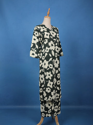 Dark Green Floral Printed Cotton Salwar Suit - Diadem