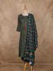 Dark Green Floral Printed Cotton Salwar Suit with Dupatta
