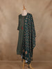 Dark Green Floral Printed Cotton Salwar Suit with Dupatta